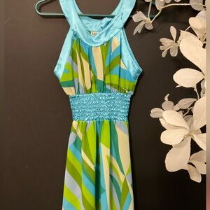 Kids Casual Dress in Blue and Green